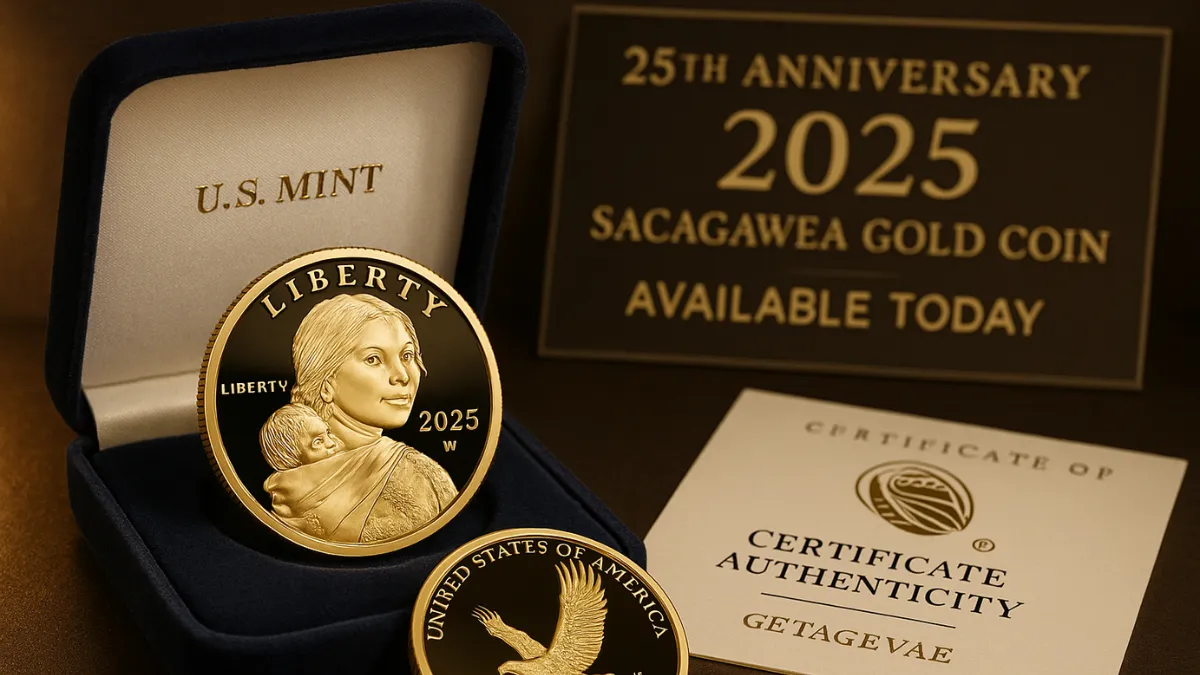 U.s. Mint 25th Anniversary 2025 Sacagawea Gold Coin Available Today